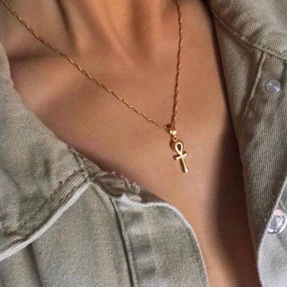 ANKH NECKLACE 24k gold plated and free Africa map necklace - Picture 2 of 7